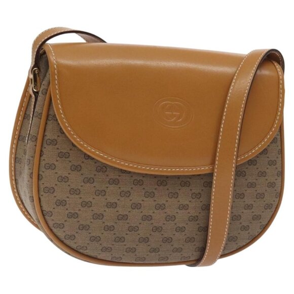 GUCCI Micro GG Supreme Shoulder Bag PVC Beige Gold 007 58 0074 Auth SW968 - Picture 1 of 16